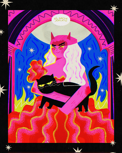 el michi jorgito animation art artist branding cat cats colors demon design digitalart girl illustration ilustração pink risograph
