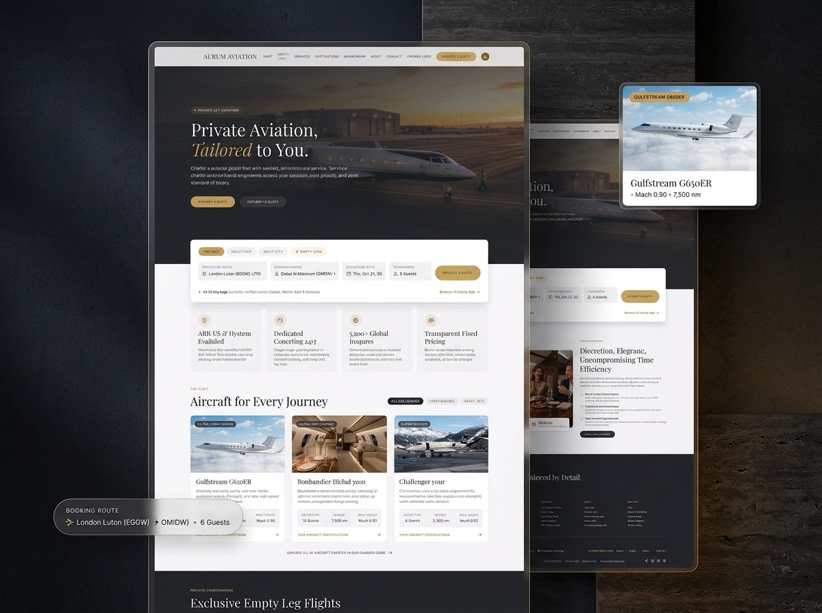️Private Jet Charter AURUM AVIATION Luxury Website UI/UX Design by Md ...