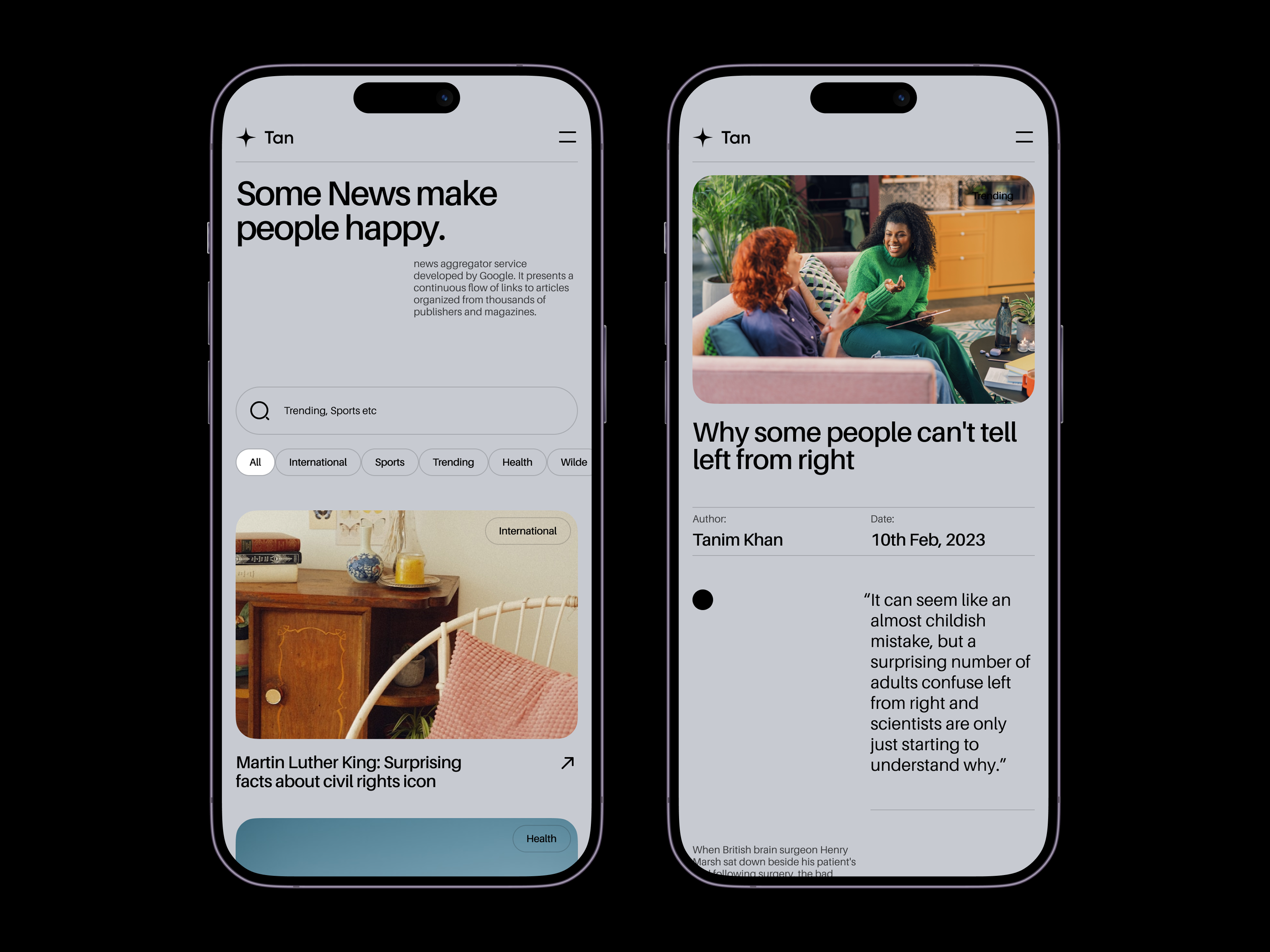Modern news mobile app app article blog app design home screen minimal mobile design modern news app news app ui news feed news mobile app news site newsfeed product reading social tanim trending ultra