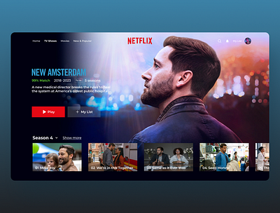 Netflix-New Amsterdam Detail Page daily challenge figma netflix tv shows ui uiux user interface