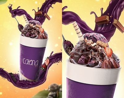 Catana Açaí acai açaí branding creative retouching design food graphic design logo manipulation matte paiting mockup packshot photo manipulation