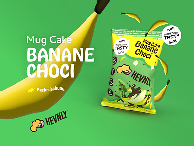 Packaging Design Banana HEVNLY Backmix 3d branding dimension illustration illustrator logodesign packaging design photoshop sketches typography