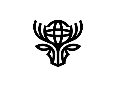Deer Globe Logo animal branding buck deer design earth financial global globe horn illustration investment logo logos simple sphere stag wild world