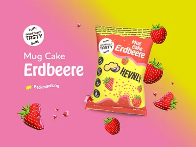 Packaging Design Erdbeere HEVNLY Backmix 3d branding design dimension illustration illustrator logo logodesign packaging design