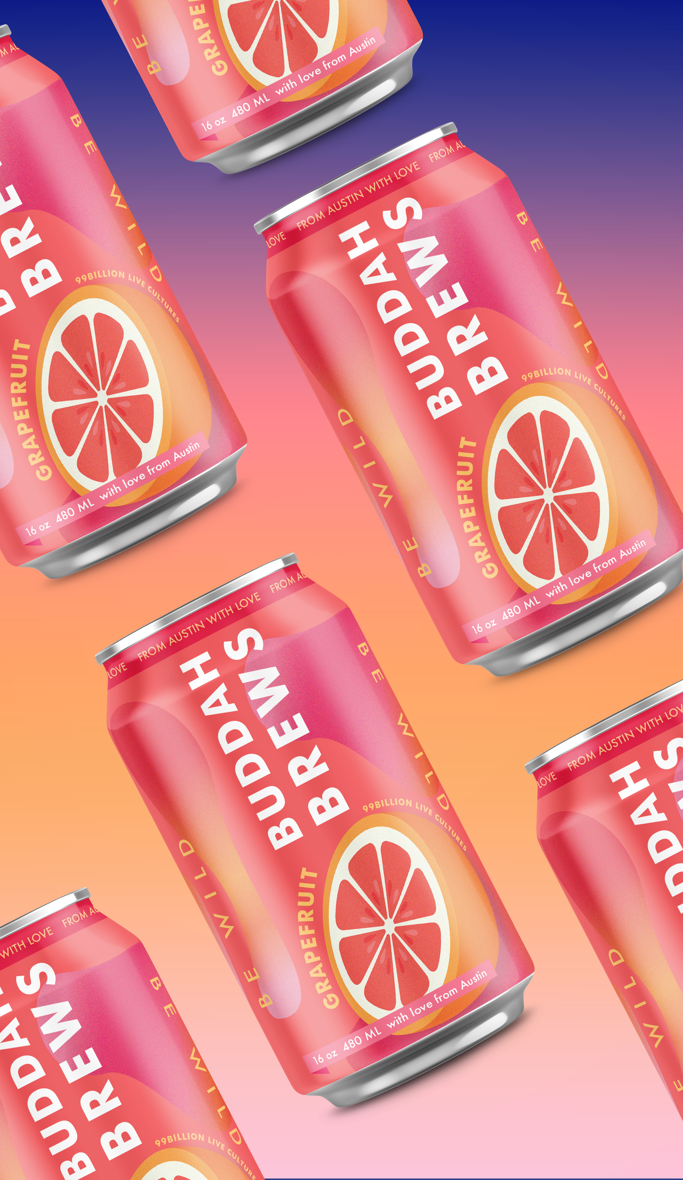 Soda Can Design - Buddah Brews brews design gradient grain graphic design illustration package packagingdesign