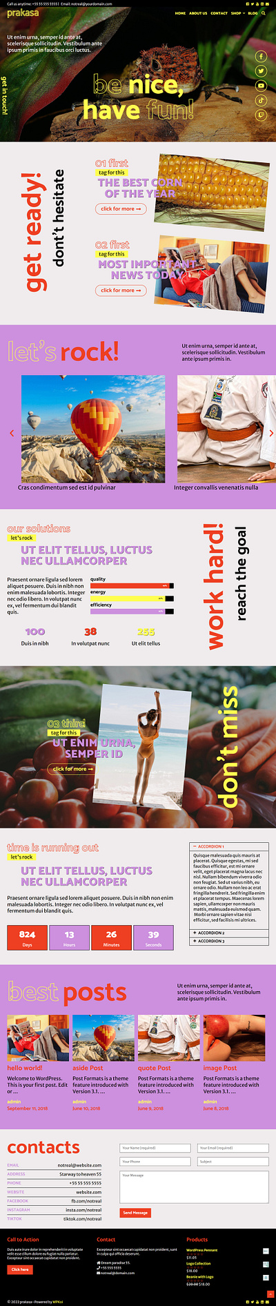 Prakasa WPKoi WordPress Theme app colorful elementor modern portfolio red template unique web design webdesign website wordpress yellow