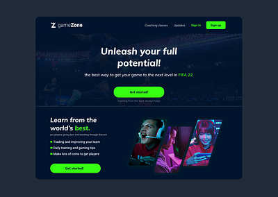 Game zone - fifa app design graphic design ui ux