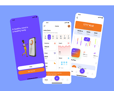 Fitness App - Mobile App 3d animation app application designer figma fitness ui uiux userinterface ux xd