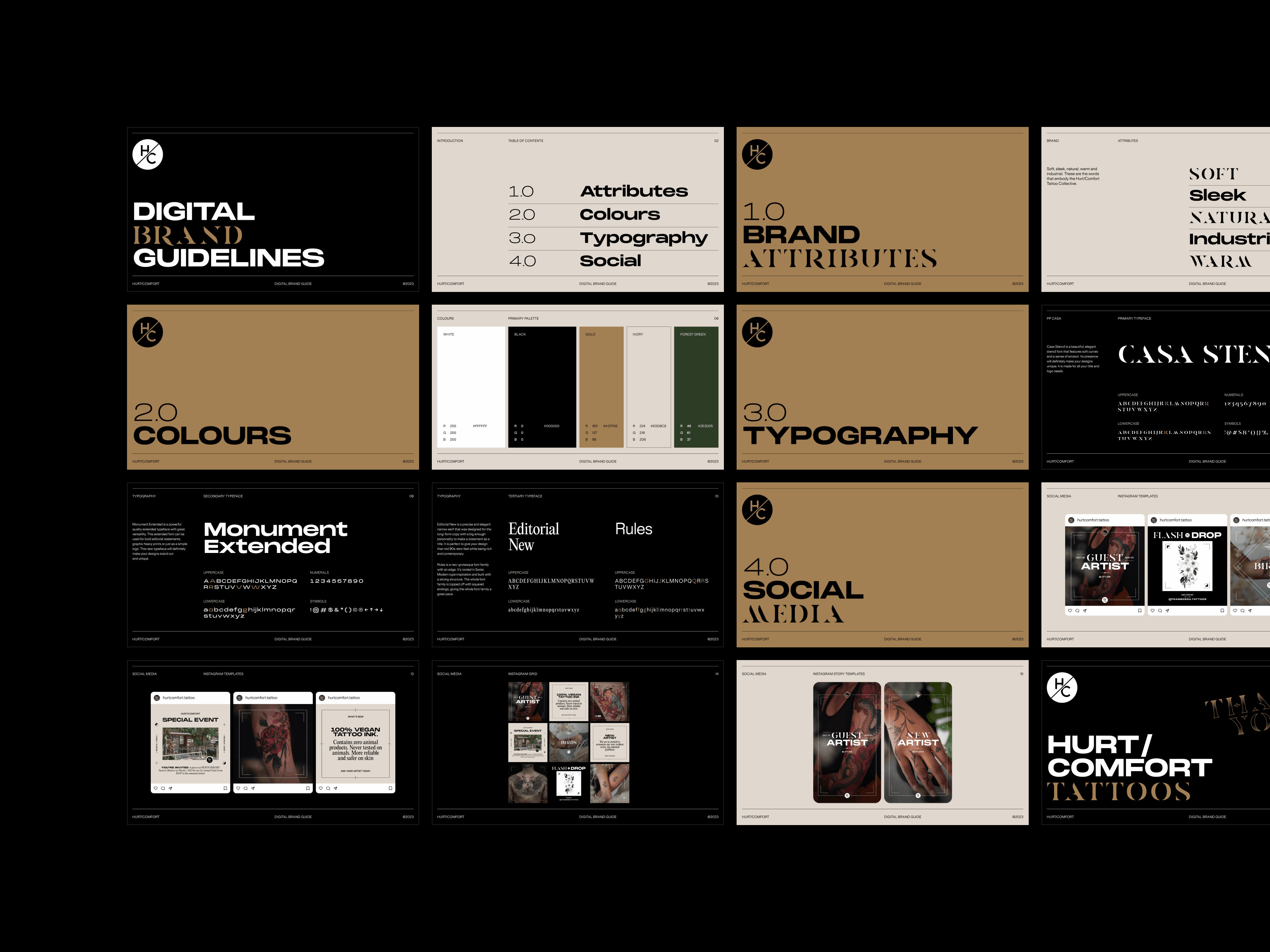 Hurt/Comfort — Brand Guidelines art artist beauty brand brand design brand identity branding clean elegant fashion geometric grid identity illustration minimal social social media type typography visual identity