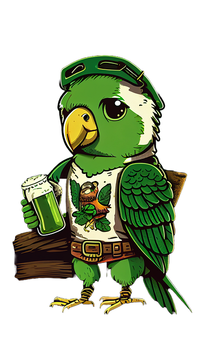 Cute Irish Parrot St Patrick’s Day 2023 animation graphic design ui