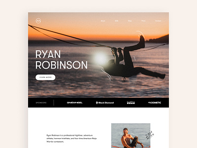 Ryan Robinson Homepage Redesign athelite branding highliner interface landing page logo photography sport ui ux web website