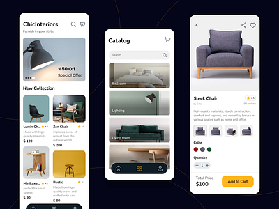 ChicInteriors app furniture ui ui design ux ux design