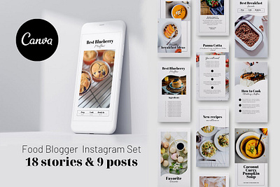 Food Blogger Instagram set CANVA menu card