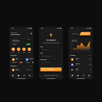 Crypto Wallet UI Design app bitcoin crypto design finances graphic design illustration ui ux wallet