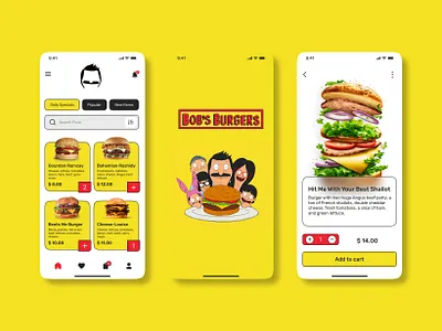 Bob's Burgers UI Design app bobsburgers burger design fasfood food graphic design illustration ui ux