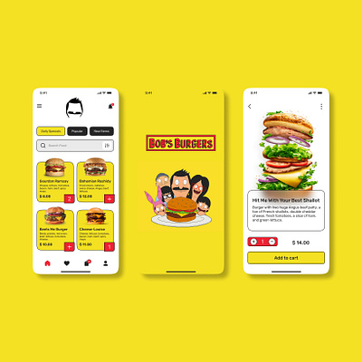 Bob's Burgers UI Design app bobsburgers burger design fasfood food graphic design illustration ui ux