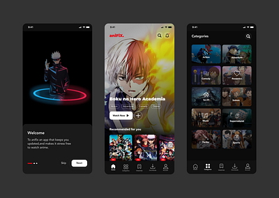 Anifix - Mobile App anime app design mobile app mobile design ui ui design ux ux design