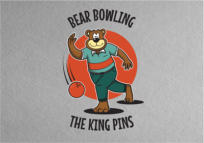 Retro Mascot Logo Sport Theme bear bowling sport