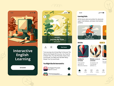 English Learning App UI Design mobile design ui ux