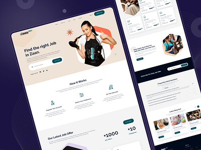 Zaan- Salon Job Provider Landing Page Design. beauty beauty care beauty job beauty job site beauty salon graphic design home page design landing page design psd template trend design 2020 ui design ui designer uiux uiuxdesign user interface ux design web app web design website website design