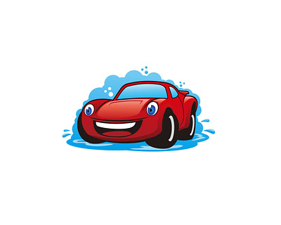 Cartoon Car Wash auto blue body car cartoon carwash detail detailing logo red smile wash