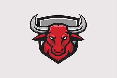 Bull Shield Logo bull cow head logo red shield