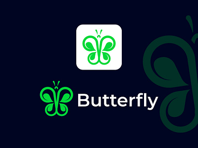 (Butterfly) Modern Logo Design Concept abstract logo animal logo bbutterfly logo bird logo branding butterfly logo gradient logo green logo leafbbutterfly logo leafbutterfly logo logo logo design logo make natural logo organic logo simple logo