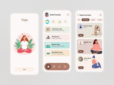 Yoga - yoga & meditation mobile app app design figma fitness landing page meditation minimal mobile mobile ui modern simple ui yoga yogainspiration yogapractice