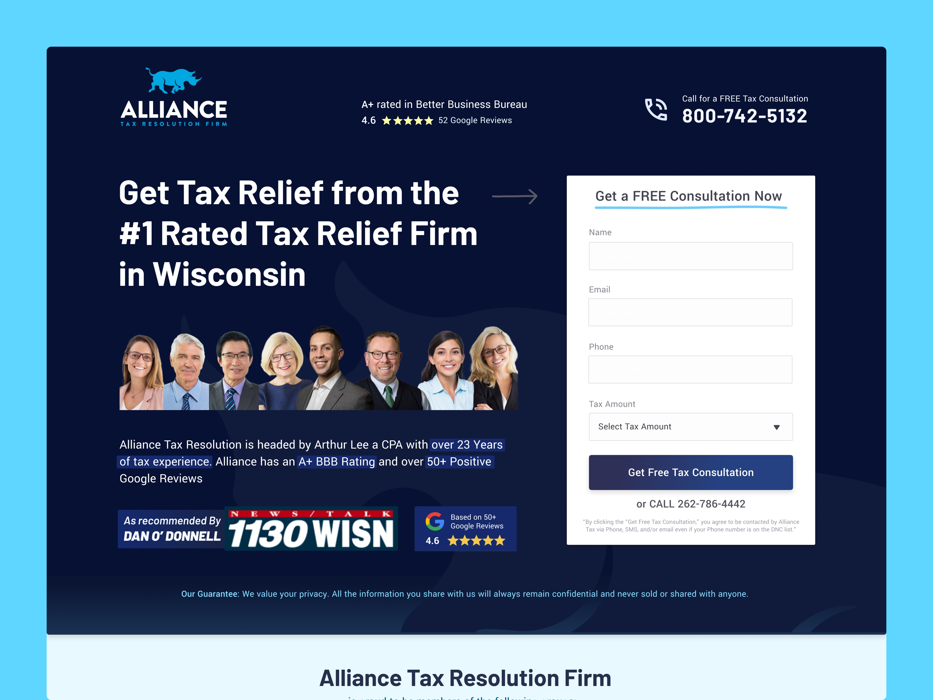 Alliance Tax Landing Page Design finance landing landing page purple tax