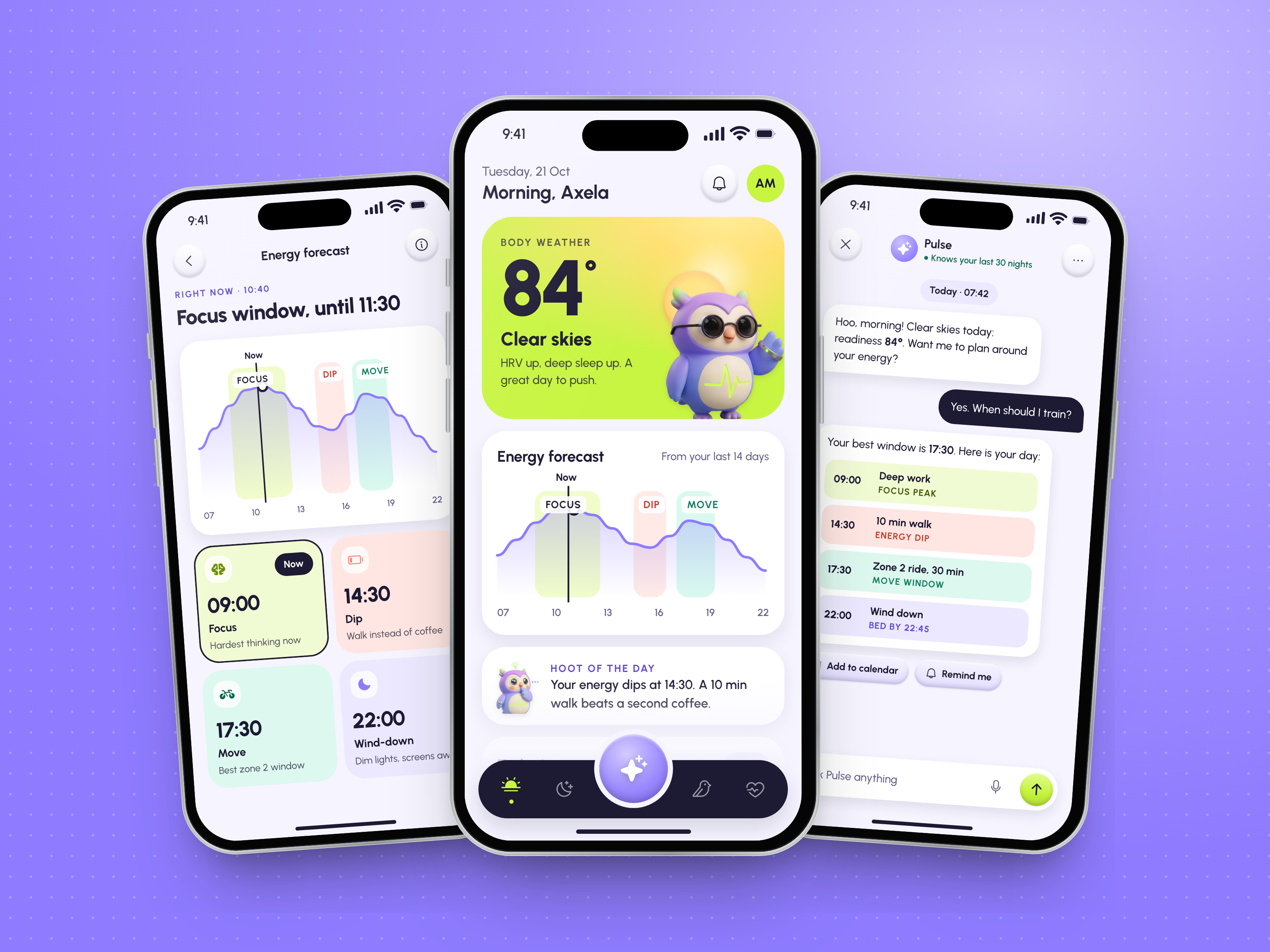 Noctora: AI Sleep & Health Coach App 3d character ai coach app design dashboard figma fitness health app health tracker ios light and dark mascot mobile app noctora owl sleep tracker smart ring ui design ui kit ux design wellness