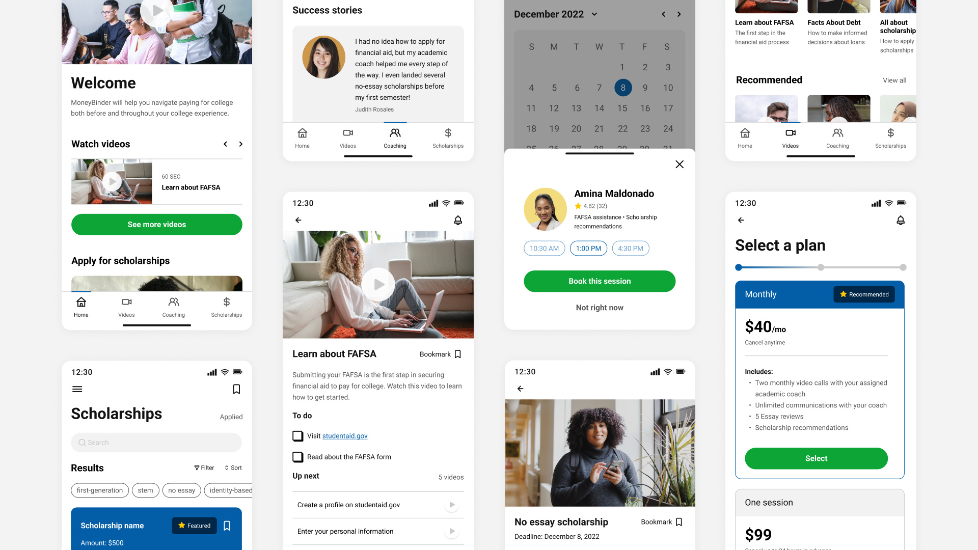 MoneyBinder App Concept college debt education finance iphone mobile scheduler scholarships student loans ui university ux