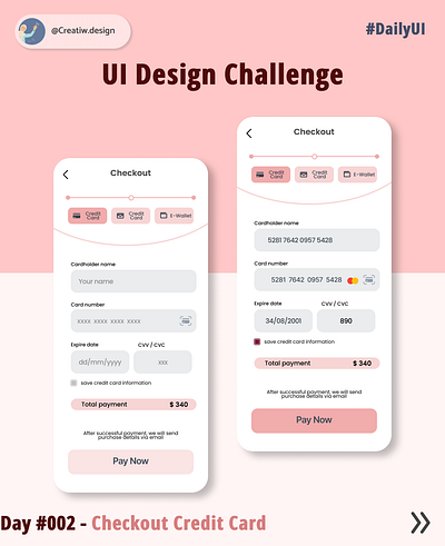 Day 002 - Credit Card Checkout Page - DailyUI 002 app challenge creatiw design credit card daily ui 100 challenge dailyui day design designer graphic design illustration mobile ui uidesigner