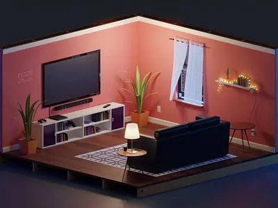 3D Living Room 3d graphic design ui