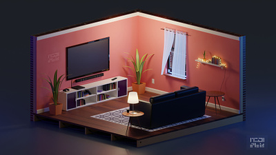 3D Living Room 3d graphic design ui