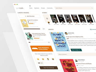 Home Page - Goodreads book clean dashboard feed goodreads home home page inter minimal social ui uiux web design