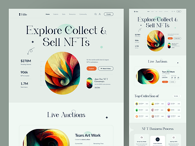 Filllo NFT Website Design artist blockchain crypto art cryptoart digital nft ethereum landingpage lending page nft nft market nft market place nftart rarible token trading uidesign uiux web web design website design