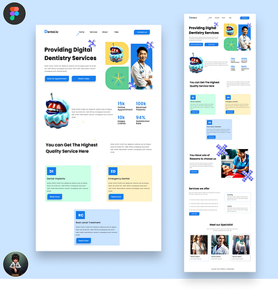 Dental website Landing Page UI frontenddeveloper graphic design ui ux web design