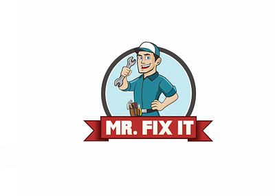 Fix It Handyman Mechanic Cartoon Logo cartoon fit it guy handyman logo man mechanic