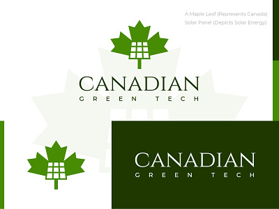 Canadian Green Tech - Logo Design branding business canada energy green icon leaf logo logo design maple minimal negative space resident solar startup tech technology uae uk usa