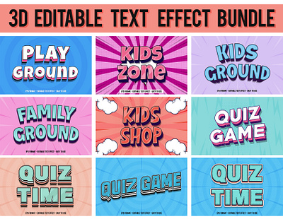 Comic text effect Bundle, Text style template set 3d colorful text effect customizable text graphic design text style template set