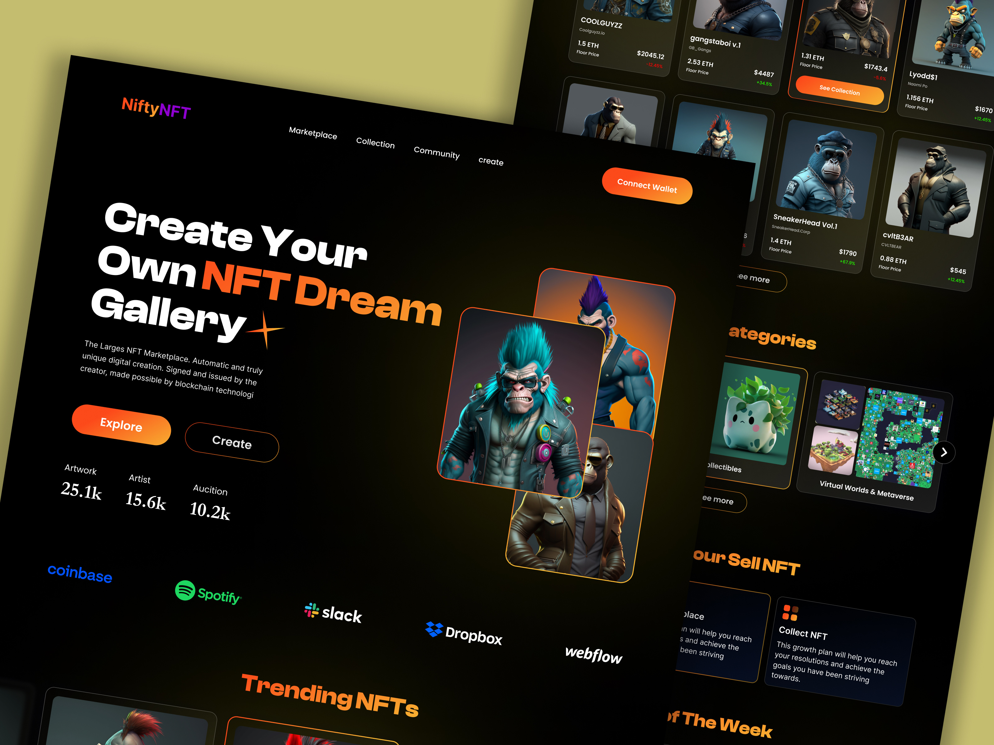 NFT Landing Page Design adobe xd ai crypto crypto landing page cryptocurrency design digital art figma graphic design landing page landing page design nft nft landing page nft landing page design nft marketplace non fungible tokens ui ux web design website design