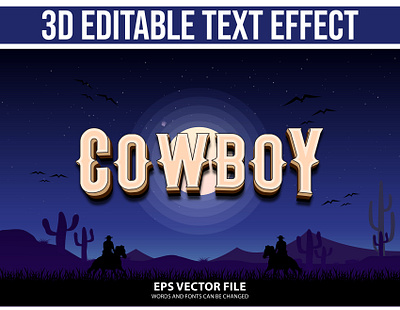 Cowboy Editable 3d text effect colorful text effect cowboy editable 3d text effect graphic design