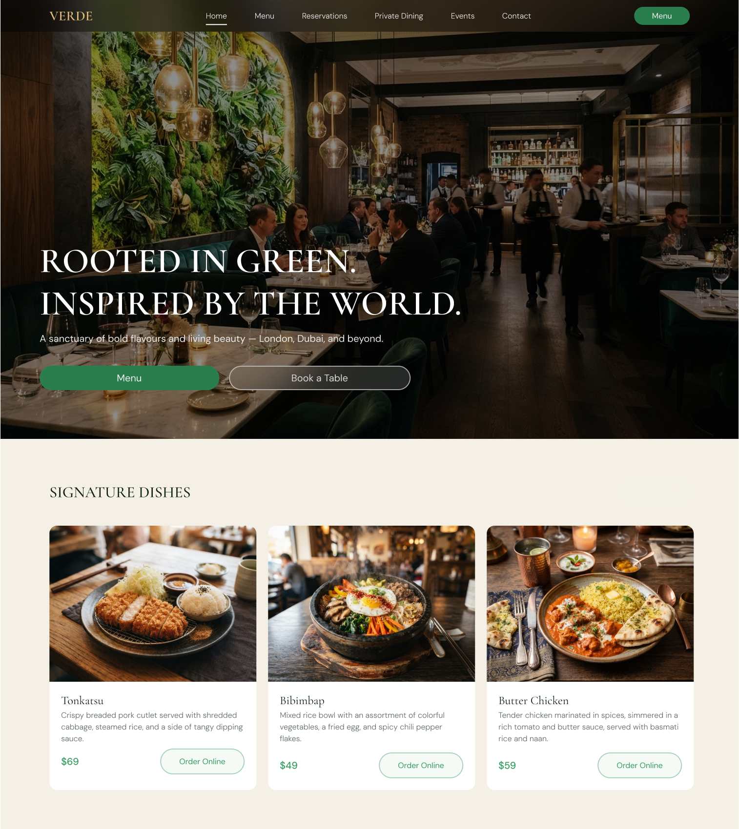 Verde — Restaurant Website Design app design ui ux web 3