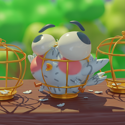 birdie 3d design illustration