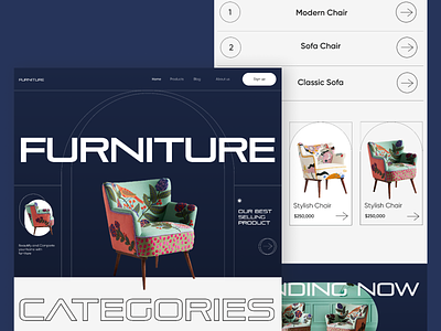 Furniture Web Site Design architecture blod cart design chair design furniture header hero section home home page interior landing page minimal design modern ui product sofa ui ui design uiux website