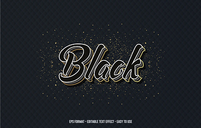 Editable text effect, 3d Black text style template, 3d black text style template colorful text effect