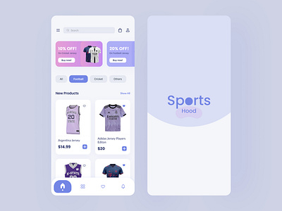 SportsHood Mobile App brand design clothing brand design ecommerce mobile app product design sports shop ui ux