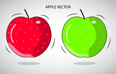 Apple Illustration Vector, Red and Green Apple vector cute apple red and green apple vector