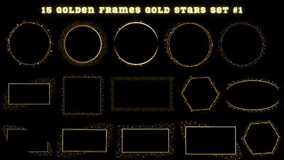 15 Golden Frames Gold Stars Set #1 design element frame golden frame graphic design instagram instagram post social media stars frame templates