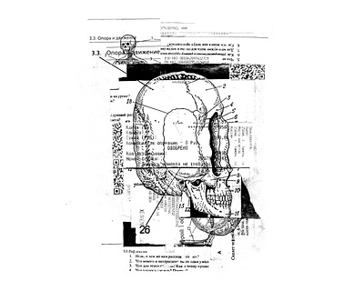 Skeletons abstract collage design glitch graphic illustration martovsky paper sketch skull